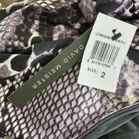 NWT David Meister 2 snake print Long Sleeve Faux Wrap Jersey Dress - Picture 6 of 16